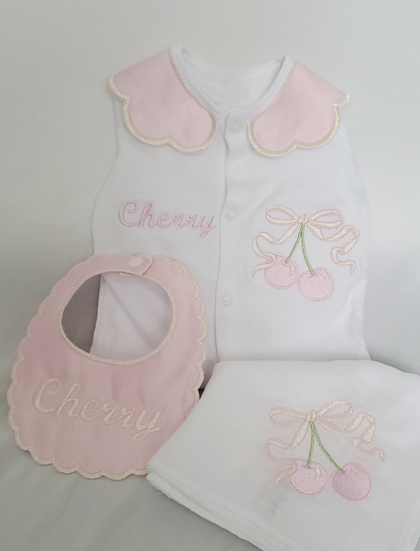 Pink Cherry Babygrow set