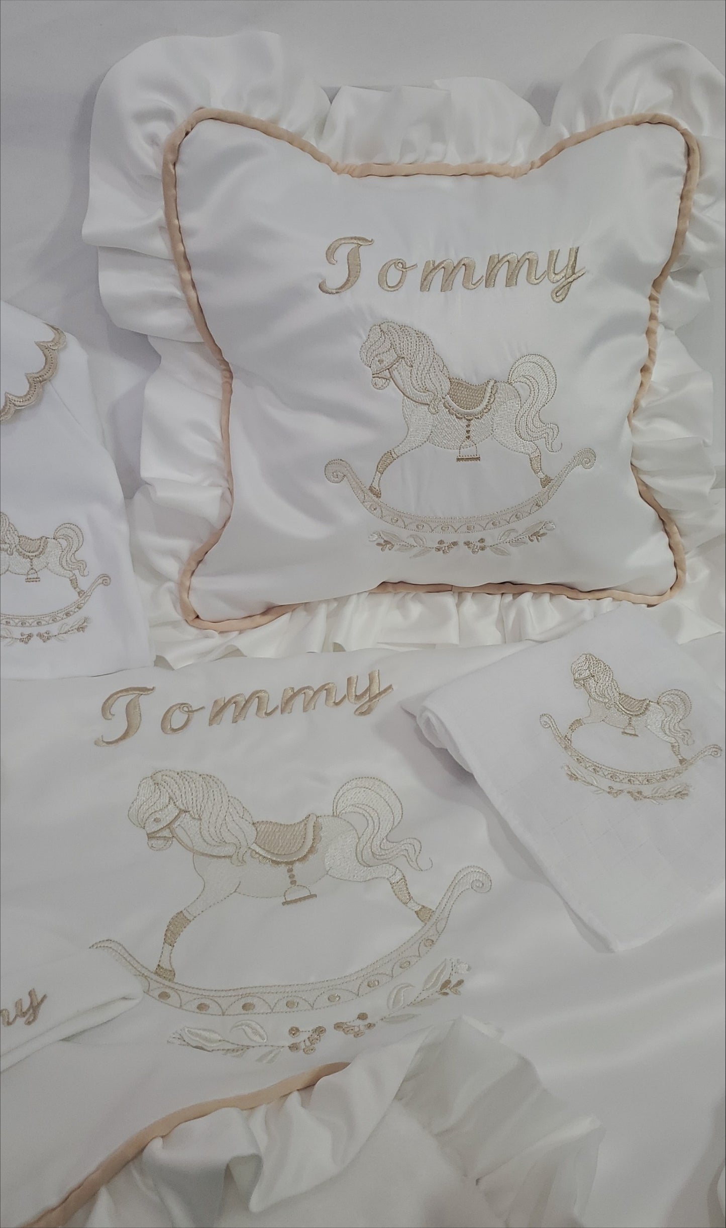 Beige Rocking horse Cot Set