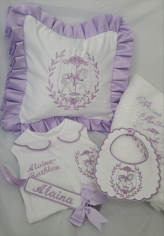 Lilac Carousel Wreath Cot set