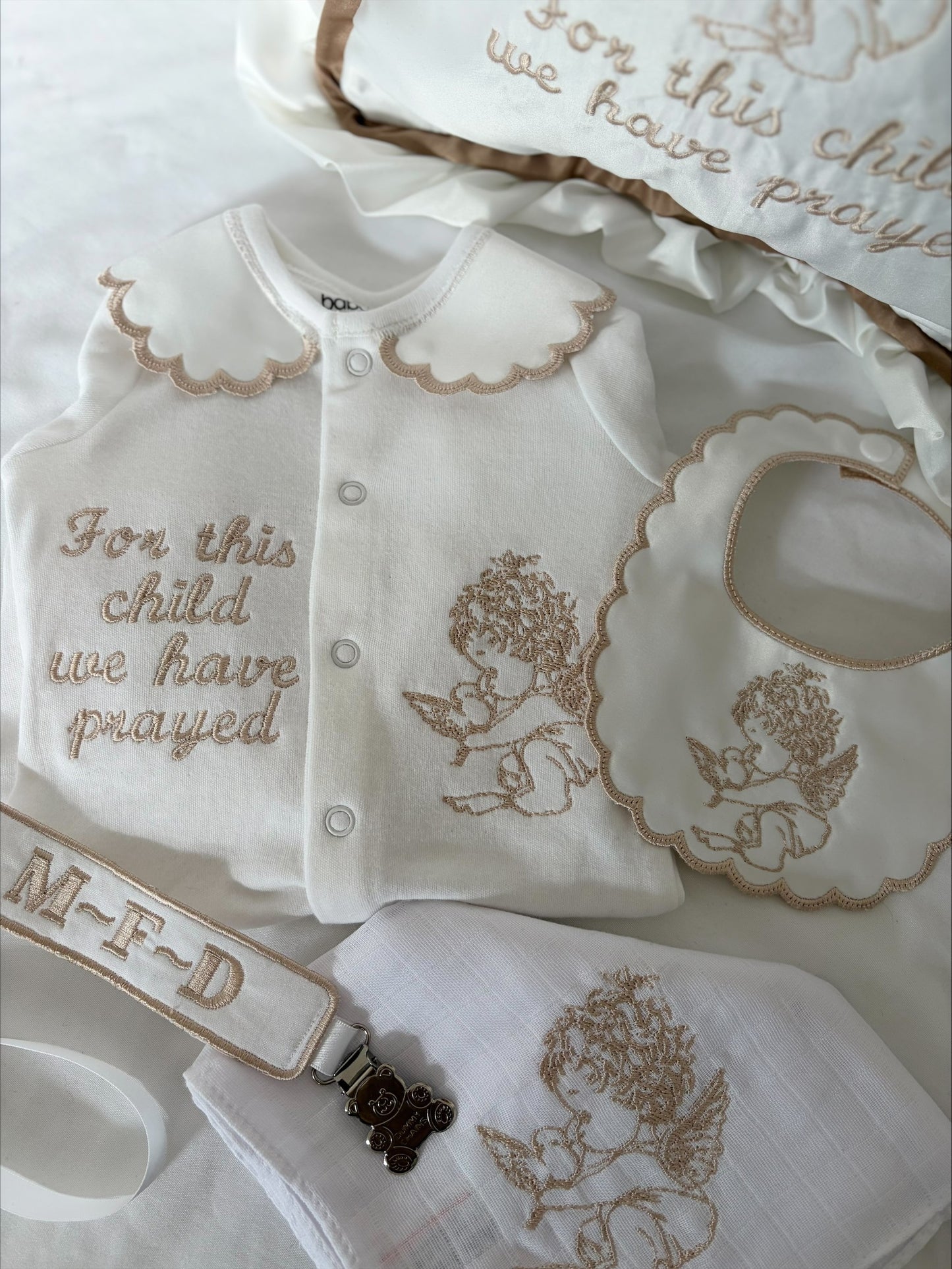 White Cherub Cot Set
