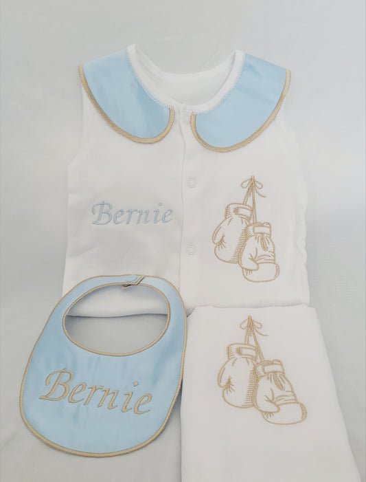 Blue satin Boxing set