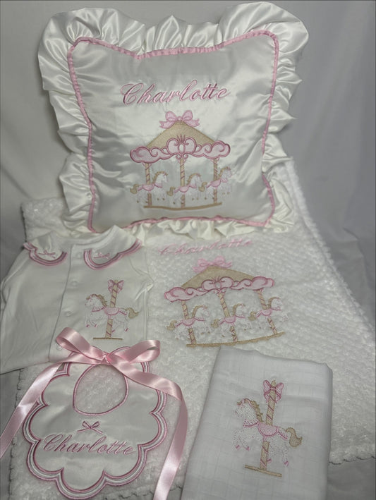 Girls Carousel Cot Set