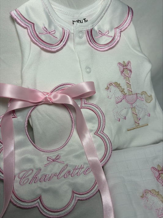 Girls Carousel Babygrow set