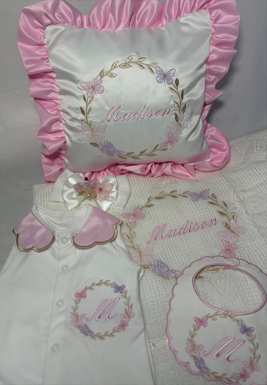 Pink Butterfly Cot set