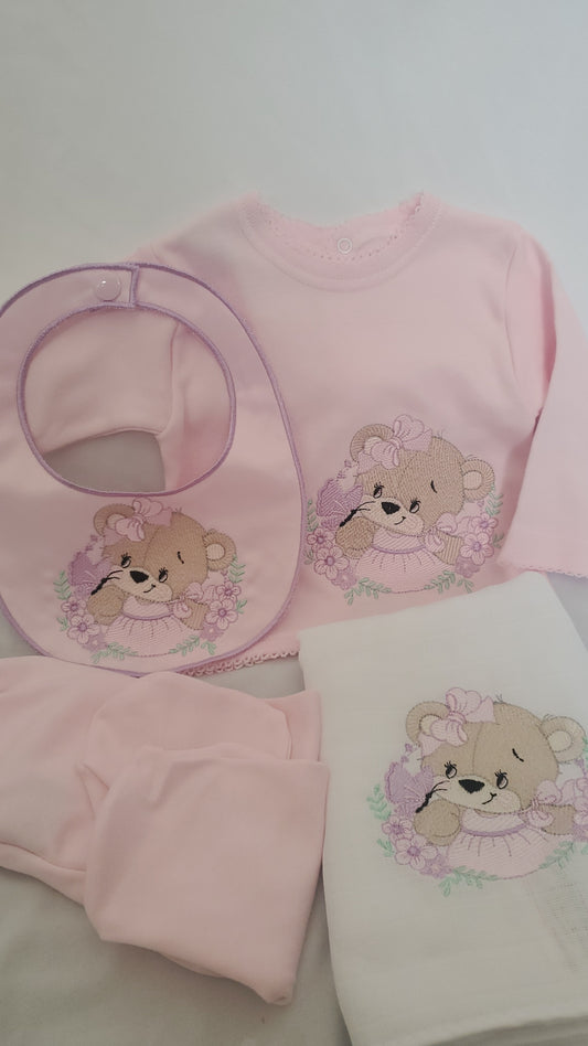 Newborn Pink Bear Two piece Set