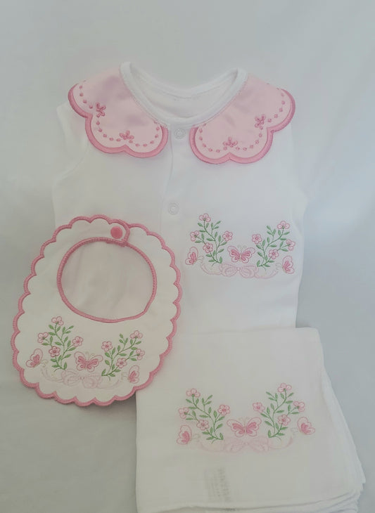 Fuchsia Floral babygrow set
