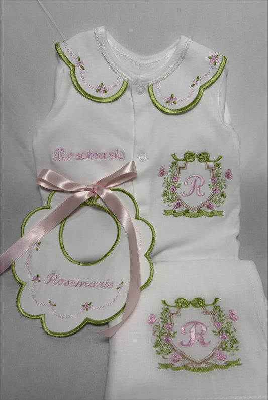 Green Floral roses Set