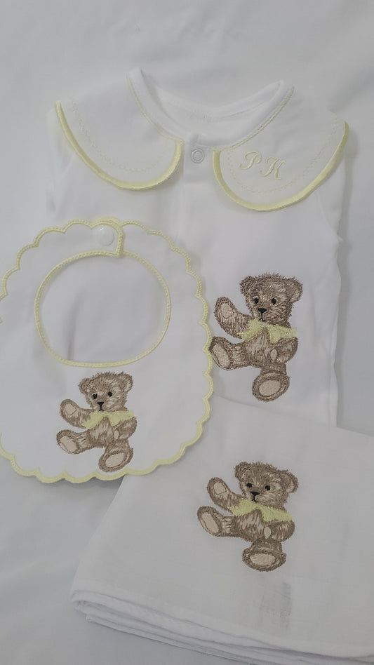 Teddy Bear Yellow Babygrow set