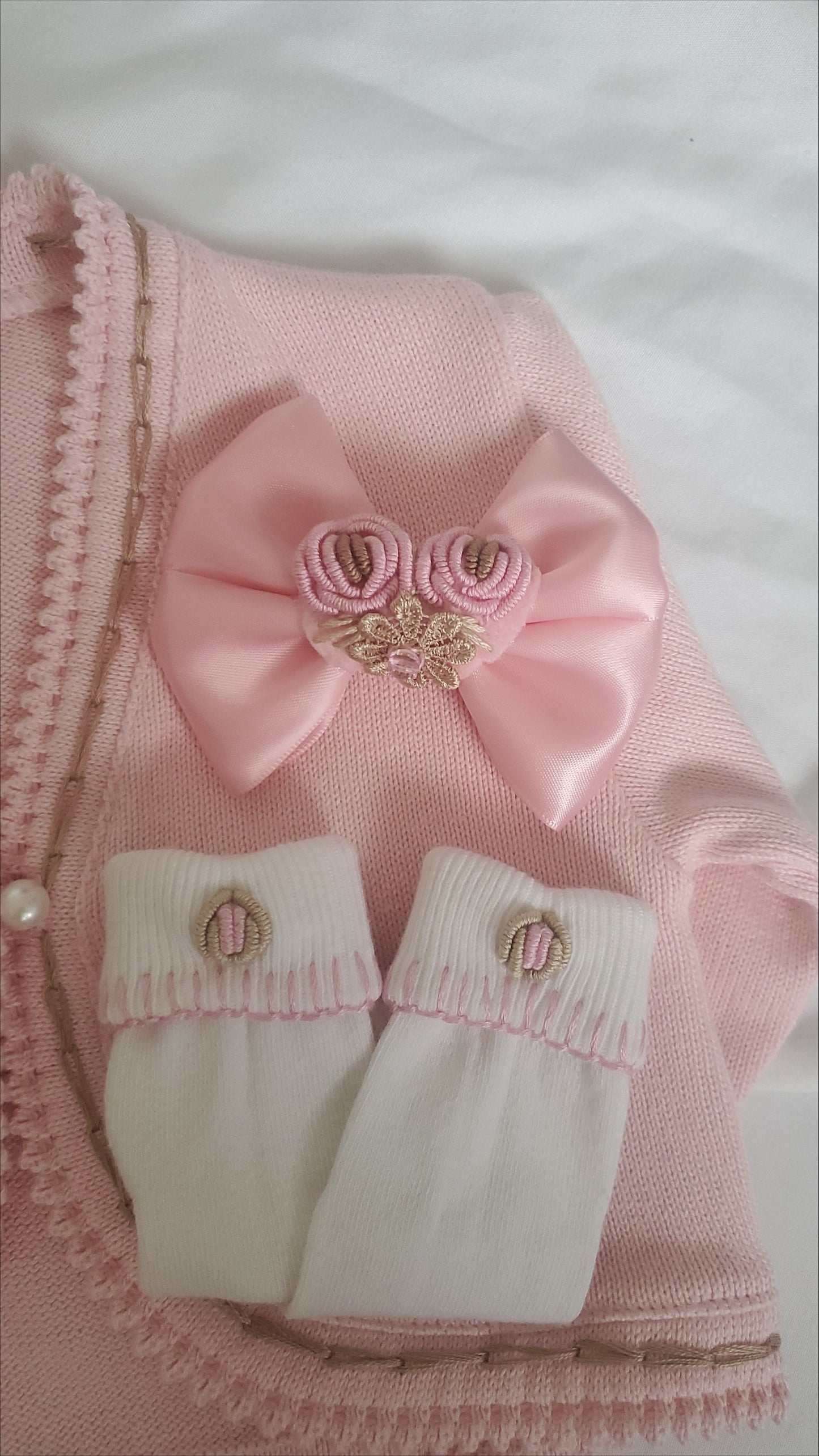 Hand Embroidered Cardigan, Clip and socks set age 2