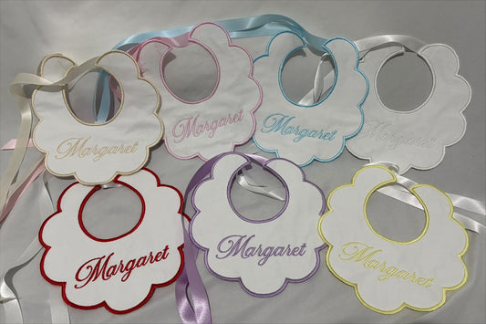 Scalloped Bib with ribbon