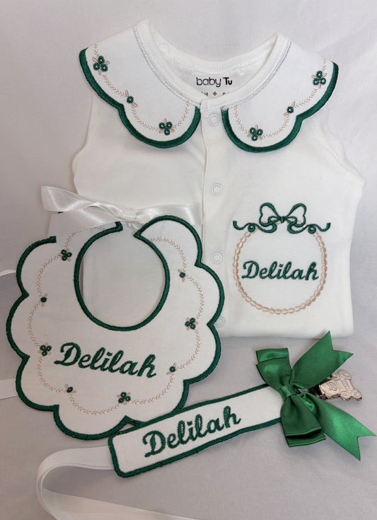 Lucky Emerald Babygrow set