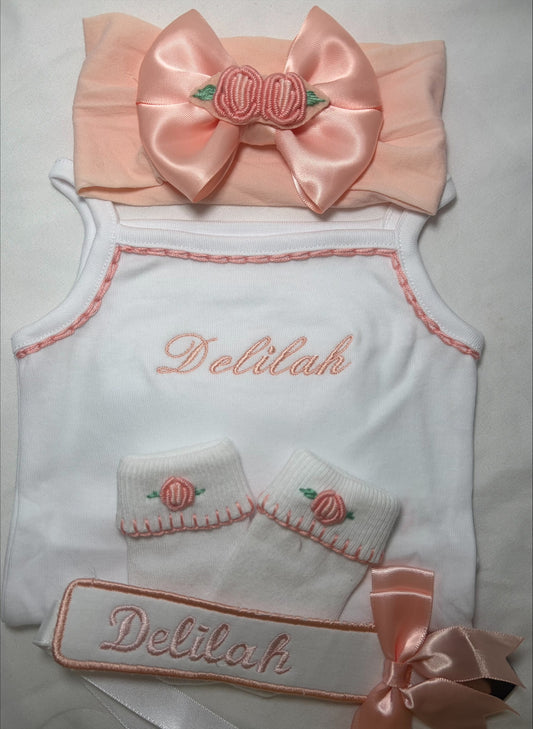 Girls personalised vest with trim
